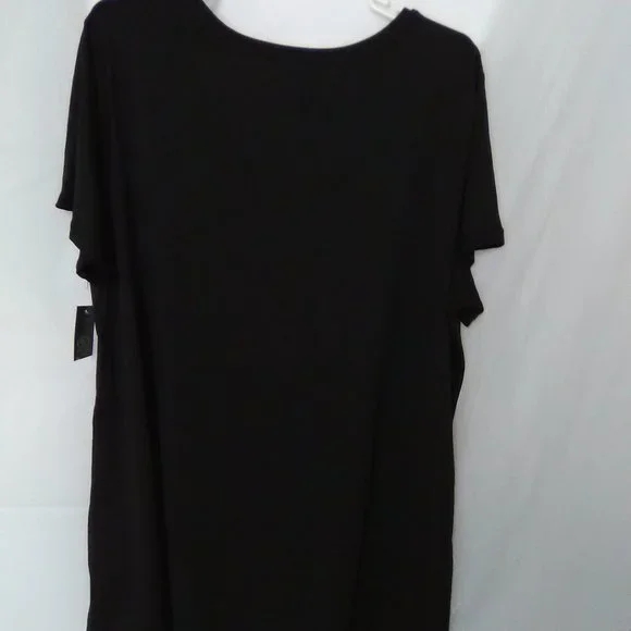 Athletic Works Women's V Neck Short Sleeve T-shirt Color Black Size 3XL - Picture 4 of 5